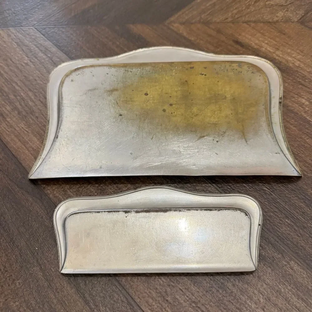 Vintage Silver Tone Metal Crumb Tray & Scraper Set Table Crumb Catcher